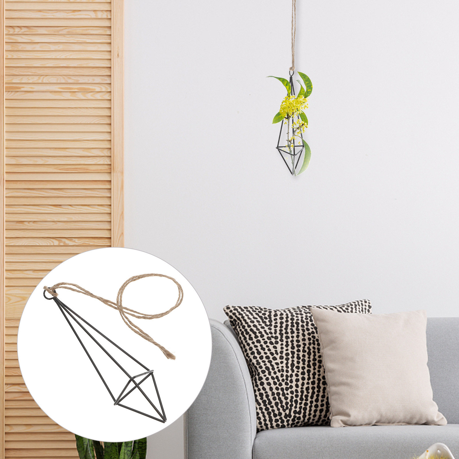 Spider Plant Hanging - Geometrik Demir Sanatı Hava Bitkisi Askısı,