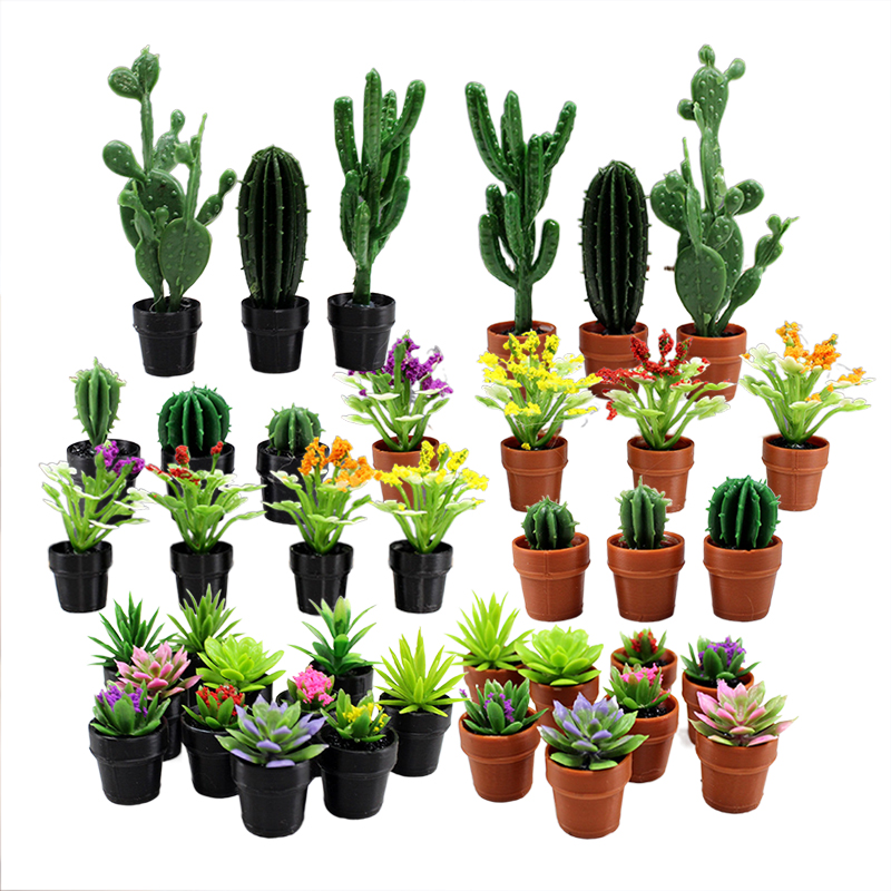 Echeveria Succulent - 8 Adet Minyatür Plastik Saksılı Bitki