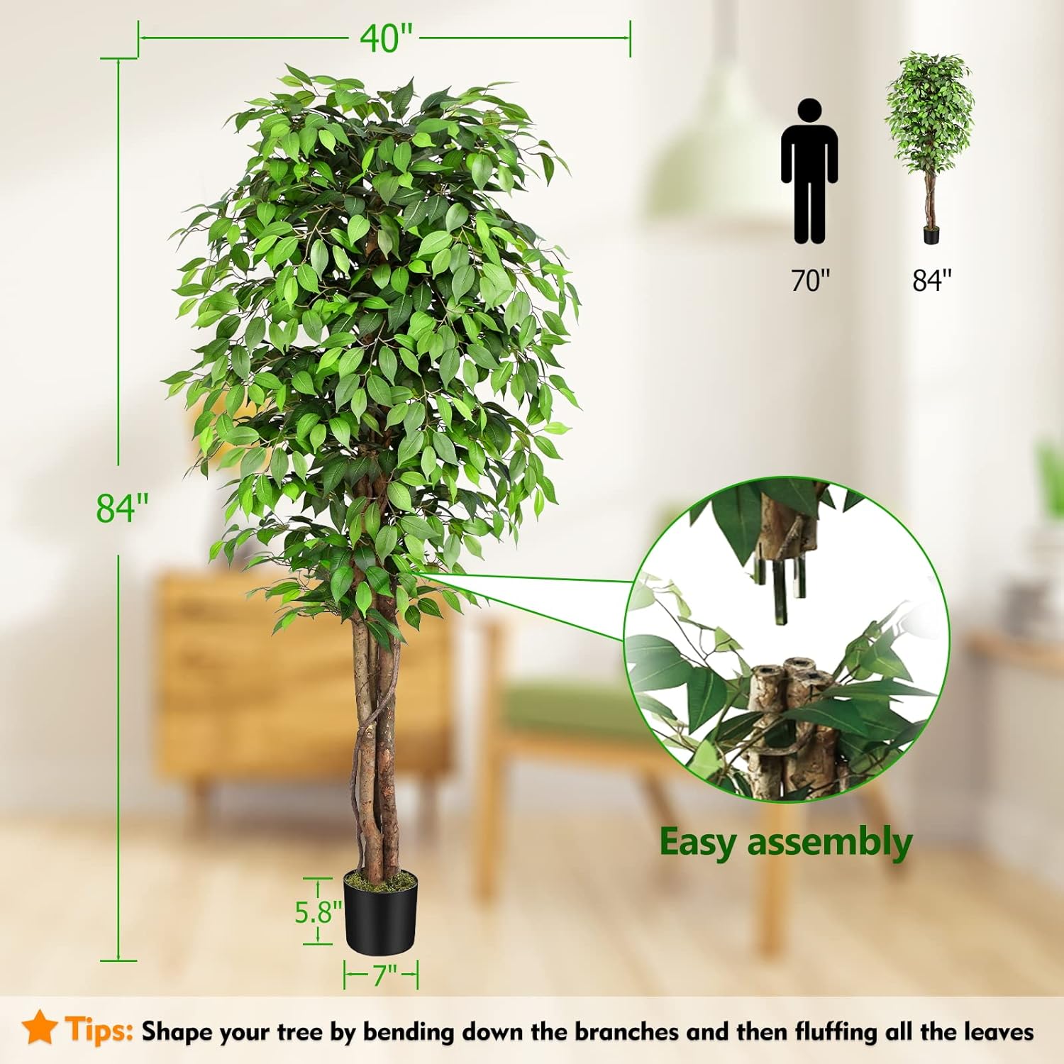 Gerçekçi Yapay Ficus Ağacı, Do - Ficus Lyrata Tree incelemesi ve fiyatı